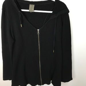 XCVI XXL Black Hooded Zip Up Jacket With Pockets